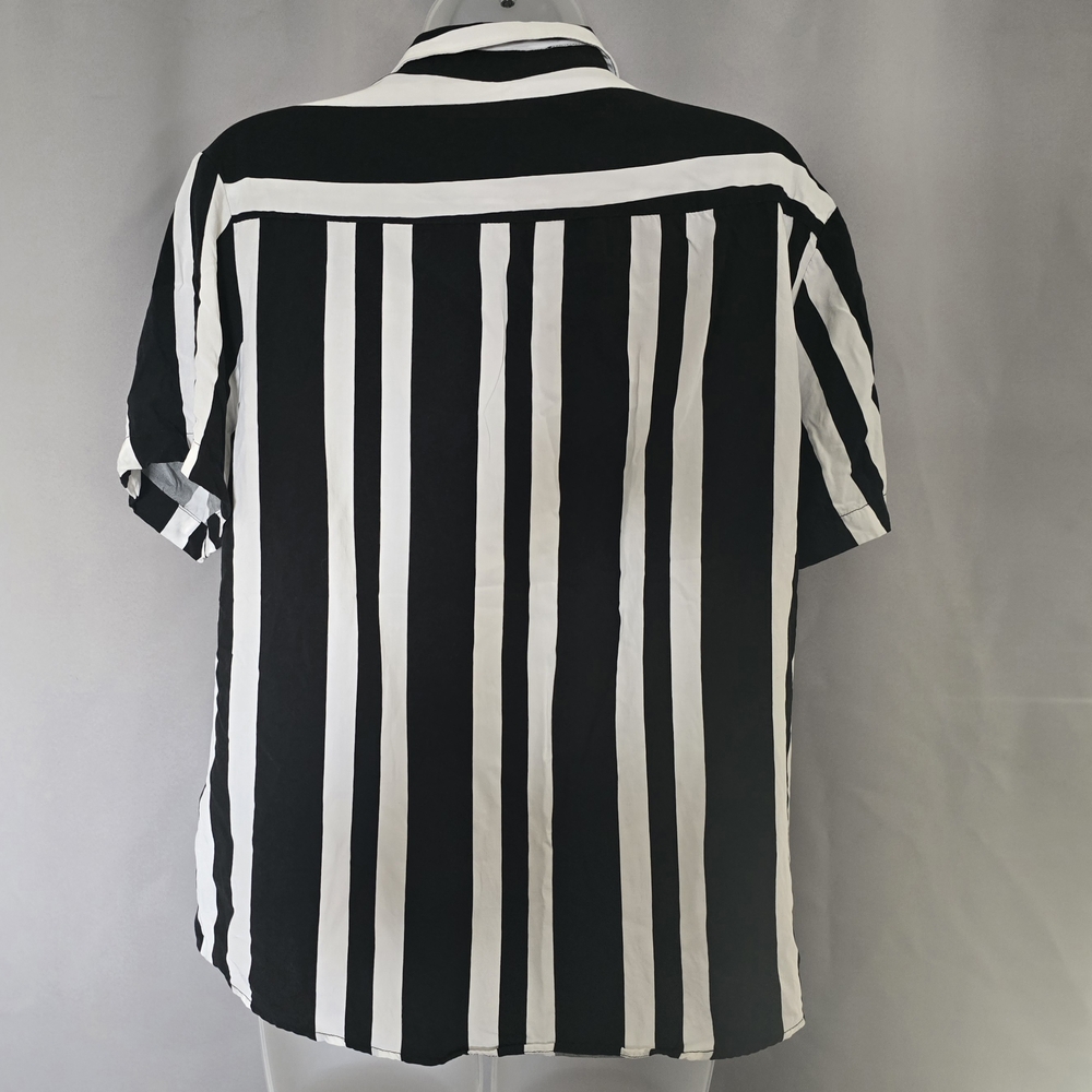 DENIM & FLOWER Ricky Singh Black and White Striped Shirt - Picture 2 of 4